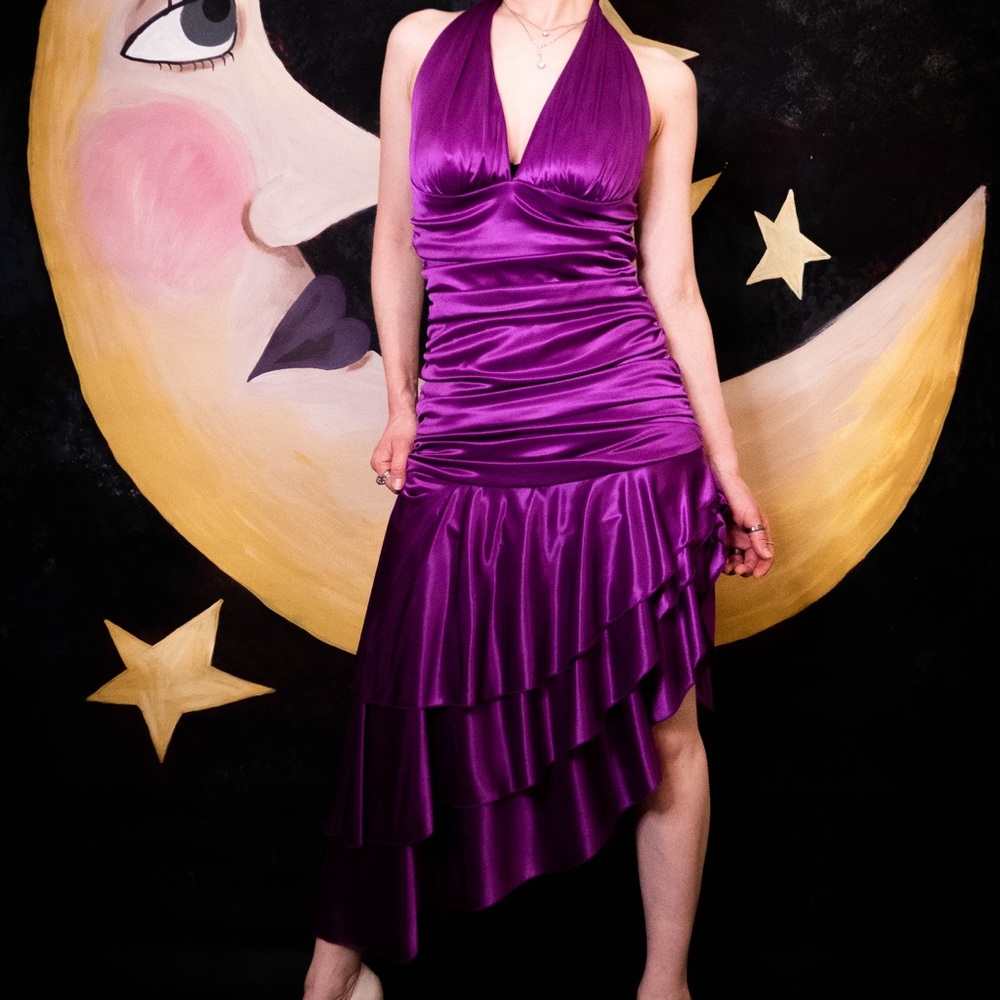 Windsor Purple Halter Formal Dress